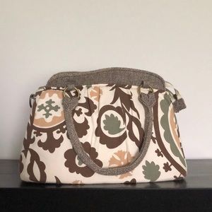 Canvas and tweed shoulder tote